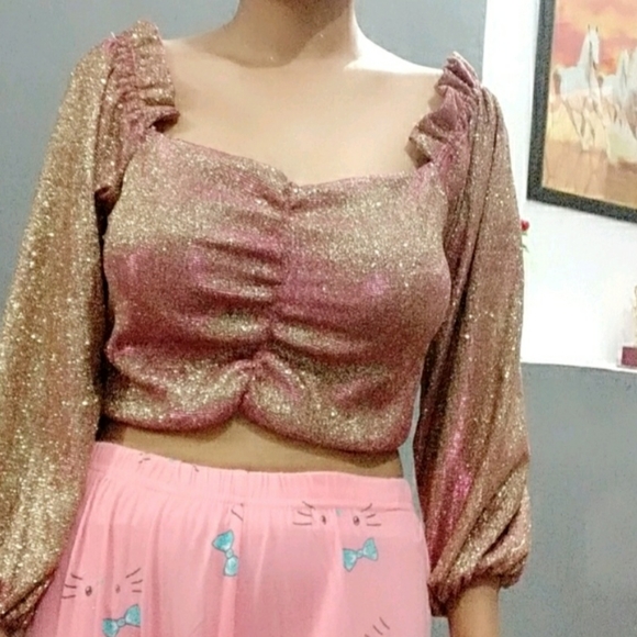 Multicolored glittered crop top party wear - Picture 6 of 8